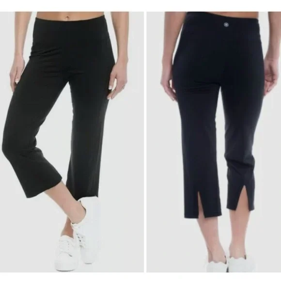 GAIAM Om Fit High Rise Straight Yoga Kick Capri Pants Size Small Black NEW - Picture 1 of 13